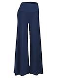 Arolina Women's Stretchy Wide Leg Palazzo Lounge Pants Casual Comfy High Waist Palazzo Pants Navy Blue