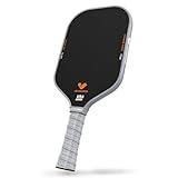 JOJOLEMON Pickleball Paddles, Raw Carbon Fiber Pickleball Paddle with a 16mm Shark Power Polymer Core, The Pickleball Rackets Designed for Ultimate Spin & Consistency - Black