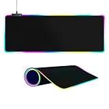 Large RGB Gaming Mouse Pad -15 Light Modes Touch Control Extended Soft Computer Keyboard Mat Non-Slip Rubber Base for Gamer Esports Pros 31.5X11.8