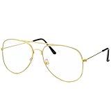 Spooktacular Creations Gold Metal Frame Glasses, Old Man Old lady Costume Glasses, Halloween Classic Glasses Accessory for Kids Men Women Grandma 80s 90s Dress Up, Halloween Costume Prop