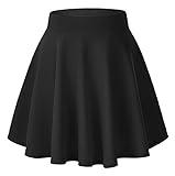 Urban CoCo Women's Basic Versatile Stretchy Flared Casual Mini Skater Skirt (Medium, Black)