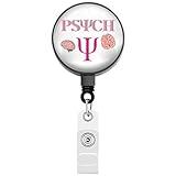 BEKECH Psychology Symbol Retractable Badge Holder Psychologist Gift Psychology Psychiatry Psi Symbol Badge Reel Medical Sign Badge (Psychology)