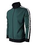 SCREENSHOTBRAND-S51706 Mens Hip Hop Premium Slim Fit Comfort Track Jacket - Athletic Sport Fitness Color Block Fashion Urban Lifestyle Streetwear Top-Green/Black-Medium