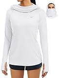 IUGA SPF Shirt Women Sun Protection Clothing UPF 50+ Hoodie with Face Cover UV Hiking Long Sleeve Shirts Lightweight Outdoor White