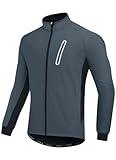 BALEAF Men's Winter Cycling Jackets Water Resistant Thermal Running Softshell Jacket Warm Cold Weather Pockets Grey L