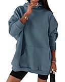 BTFBM Womens Hoodies Oversized Sweatshirt Casual Basic Long Sleeve Tops Athletic Workout Pullover Winter Fall Clothes(Solid Lake Blue, Small)