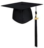 GraduationMall Unisex Adult Matte Graduation Cap with 2024 Tassel Black