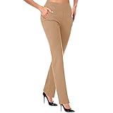 pallets for Sale Liquidation unclaimed Deal of The Day Prime Today Work Pants Women High Waist Dress Pant Business Casual Outfits 4 Way Stretch Bootleg Yoga Pants Workout Slacks amaon Prime Khaki-3 L