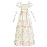 NSPSTT Golden Regency Dresses for Women Plus Size Victorian Ball Gown with Long White Gloves M