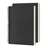 DSTELIN Blank Spiral Notebook, 2-Pack, Soft Cover, Sketch Book, 100 Pages / 50 Sheets, 7.5 inch x 5.1 inch, 100GSM, (Black)