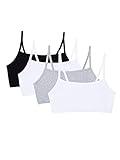 Fruit of the Loom Women's Spaghetti Strap Cotton Pullover Sports Bra, Black/White/White/Heather Grey 4-Pack, 34