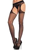 Leg Avenue Women's Sheer Garter Belt Panty Hose, Black (One Size)