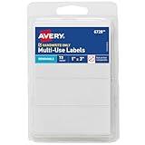 Avery Multi-Use Removable Labels, 1" x 3", White, Non-Printable, 72 Blank Labels Total (6728)