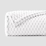 BEDELITE Fleece Throw Blanket for Couch & Bed - 3D Jacquard Decorative White Blanket, Super Soft and Cozy Warm Fuzzy Blanket All Seasons Suitable, 50x60Inches