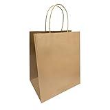 Paper Bags with Handles 100 Count 10x6.75x12 Inches Kraft Paper Bags for Wedding bags, Gift bags, Food bags, Shopping bags, Grocery bags, Storage bags, Lunch bags, Take away bags, Retail bags and More, Reusable, Eco-friendly and Sustainable 1072B 100C