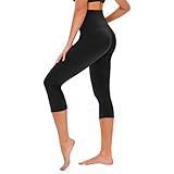 TNNZEET Capri Leggings for Women - Tummy Control Black Leggings with Pockets High Waisted Yoga Pants Workout Cycling Leggings