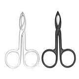 Motanar 2 Pieces Tweezers Scissor Handle Straight Tip Scissor Shaped Eyebrows Tweezers for Hair Plucker Remover Facial Hair Eyebrows Care (Silver and Black)