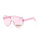 OLINOWL Yoela Heart Thick Oversized Rimless Sunglasses One Piece Heart Shape Eyewear Colored Sunglasses for Women