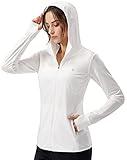 Soothfeel Women's UPF 50+ Sun Protection Hoodie Jacket Lightweight Long Sleeve Sun Shirt for Women with Pocket Hiking Outdoor White M