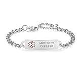 AOAMID Medical Alert Bracelet for Women Adjustable Personalized Free Engrave Addisons Disease Stainless Steel Medical ID Bracelets 6.5-8 Inch Adaptive