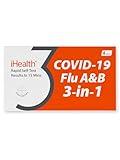 iHealth COVID-19, Flu A&B 3-in-1 Antigen Rapid Test, Results in 15 Minutes, FDA Authorized OTC Flu & COVID Home Test, with Non-invasive Nasal Swab, Easy to Use & No Discomfort (1 Pack, 4 Tests Total)