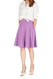 Dani's Choice High-Waisted Cotton Blend Skirt with Pockets - Knee Length A-line Flare for Business and Casual Wear (L, Lavender)