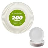 Concession Essentials 9 Inch Paper Plate Uncoated Plates White, 200ct