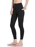 Colorfulkoala Women's High Waisted Tummy Control Workout Leggings 7/8 Length Yoga Pants with Pockets (M, Black)