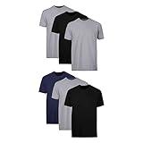 Hanes Mens Cotton, Moisture-wicking Crew Tee Undershirts, Multi-packs, Black/Grey/Blue Assorted - 6 Pack, X-Large US