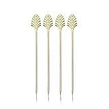 Viski Gold Art Deco Cocktail Picks, Stainless Steel Cocktail Picks for Drinks, Garnish Picks, Cocktail Skewers, Barware Accessories, 5in, Set of 4