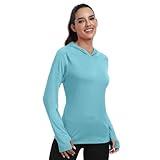 HISKYWIN Womens Long Sleeve Hoodie Shirts UPF 50+ Sun Protection Lightweight Running Pullover Athletic Tops with Thumb Hole HF858 Green Heather L