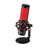 HyperX QuadCast - USB Condenser Gaming Microphone, for PC, PS4, PS5 and Mac, Anti-Vibration Shock Mount, Four Polar Patterns, Pop Filter, Gain Control, Podcasts, Twitch, YouTube, Discord, Red LED