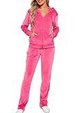 Aitmoask Velour Track Suits for Women Set Sweatsuits 2 Piece Pink M