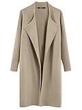 LILLUSORY Womens Long Cardigan Cashmere Dress Jackets Warm Open Knit Clothing 2024 Fall Lapel Collared Tan Sweater Light Tan L