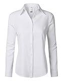 Syrirotus Women's Classic-Fit Long Sleeve Button Down Plain Casual Workwear Shirt (01White,M)