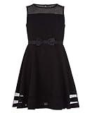 Calvin Klein Girls Sleeveless Party Dress, Fit and Flare Silhouette, Round Neckline & Back Zip Closure, Black, 10