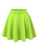 MBJ WB211 Women's Basic Versatile Stretchy Flared Skater Skirt for Girl XL NEON_Lime