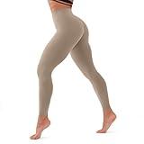 CHARMKING High Waisted Leggings for Women Soft Tummy Control Pants Non See Through Workout Yoga Pants for Running Reg & Plus Size(Khaki, Small-Medium)