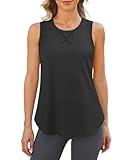 G4Free Tank Top for Women Loose Athletic Workout Tops Summer Quick Dry Activewear Gym Running Sleeveless Shirts (Black,L)