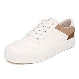 Nautica Women Fashion Sneaker Lace-Up Tennis Casual Shoes for Ladies-Grelle-White Taupe-Size 9.5