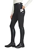 Willit Women's Horse Riding Pants Knee-Patch Equestrian Breeches Horseback Schooling Tights Zipper Pockets Black S