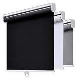 AOSKY Cordless Roller Shades Blackout Blinds for Windows Room Darkening Rolled Up Shades with Spring System, UV Protection Window Shades Door Blinds for Home and Office (23" W x 72" H, Black)