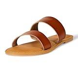 Amazon Essentials Women's Two Band Sandal, Tan, 9.5