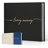 Twill Funeral Guest Book - in Loving Memory Guestbook with a Memory Table Sign - Hardcover Guest Sign in Book for Funeral Service - 320 Entries, 9"x7.5", Black