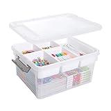 Citylife 17 QT Plastic Storage Box with Removable Tray Craft Organizers and Storage Clear Storage Container for Organizing Bead, Tool, Sewing, Playdoh