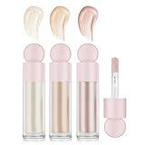 Hocossy Liquid Highlighter Natural Glow For Face & Body, Waterproof Moisturizing Light Liquid Luminizer For Long Lasting Shimmer, Contour Highlighter Stick Easy to Apply with Cushion Applicator