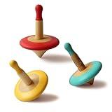 Shumee Handmade Wooden Set of 3 Spin Tops(Red, Blue, Yellow)| Colorful| 100% Child Safe| Gyroscope Fidget Spinner |Novelty Spinning Tops | Sensory Toys |Birthday Party Favors|Classic Wooden Trompos