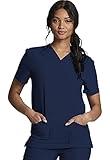 Dickies EDS Essentials Men & Women Scrubs Top V-Neck DK619, M, Navy