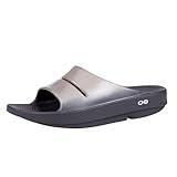 OOFOS OOahh Luxe Slide Sandal, Latte - Women’s Size 9 - Lightweight Recovery Footwear - Reduces Stress on Feet, Joints & Back - Machine Washable - Hand-Painted Treatment