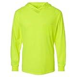 L&M® Hi Vis T Shirt Safety Lime Orange Long Sleeve HIGH Visibility with Hood (US, Alpha, Medium, Regular, Regular, Lime)